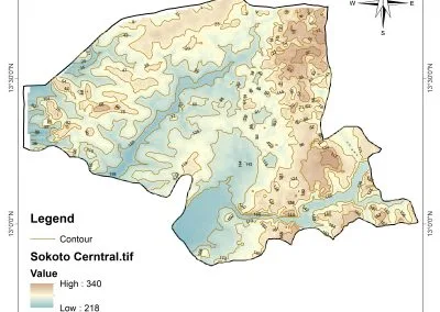 Sokoto Contour Map