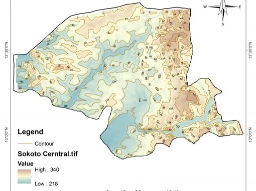 Sokoto Contour Map