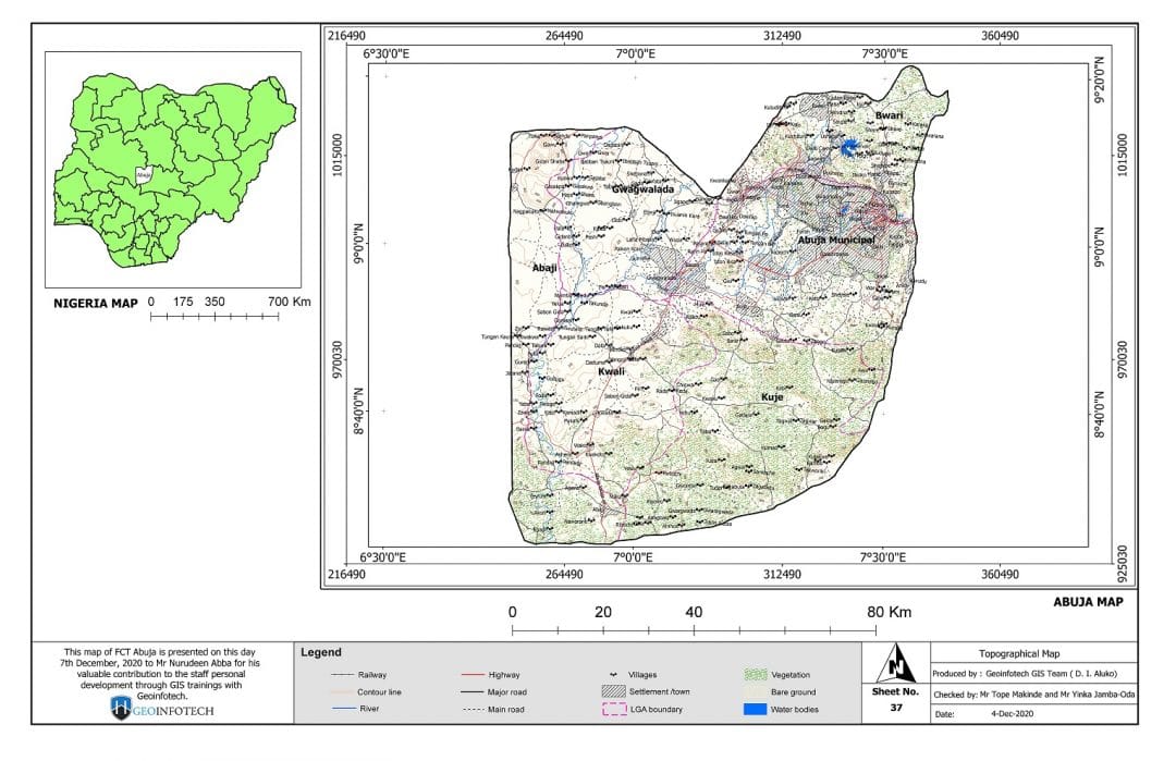 Abuja Topographical Map – HD GIS Mapping