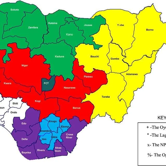 Political Map of South West, Nigeria Located in Nigeria