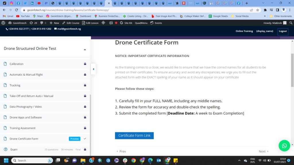 How to fill training certificate form