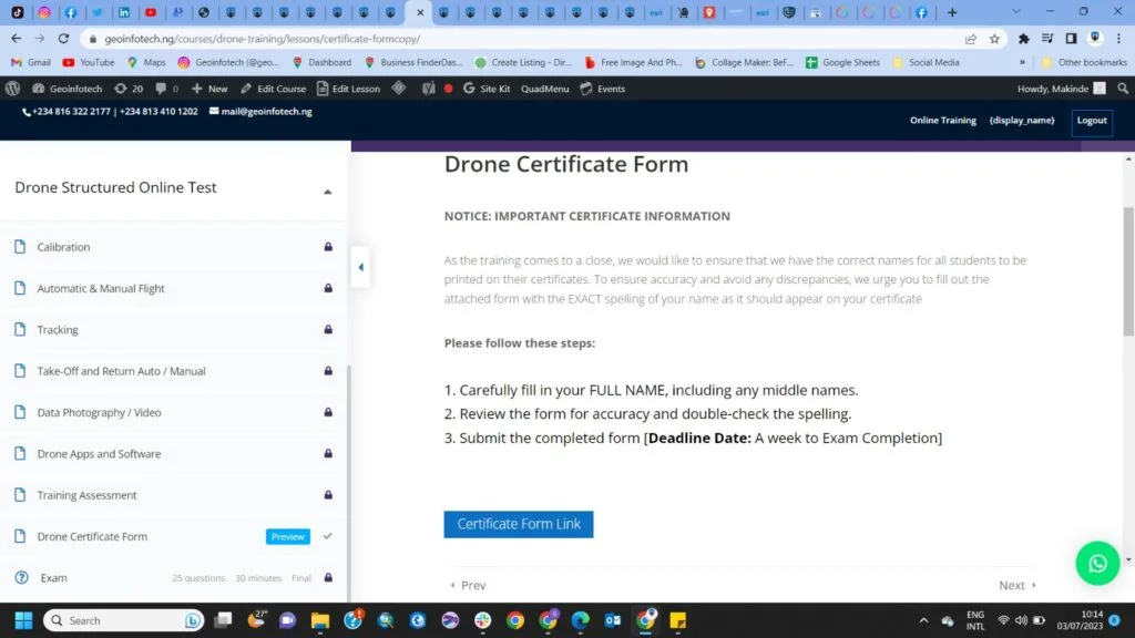 How to fill training certificate form