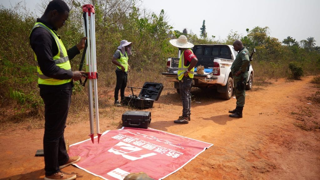Surveyors setting up on site